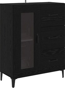 vidaXL Bufet Stejar Negru 69,5 x 34 x 90 cm Lemn Ingineresc și Fier