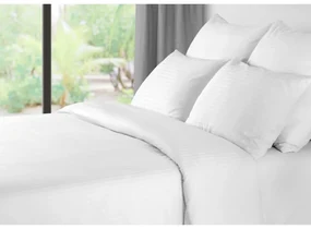 Lenjerie de pat hoteliera din microfibra JASMINE alba - dunga 2 cm Dimensiunile lenjeriei: 70 x 90 cm | 140 x 220 cm