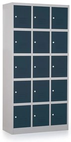 Dulap metalic - 15 cutii, 90 x 40 x 185 cm, broasca cilindrica, antracit - ral 7016