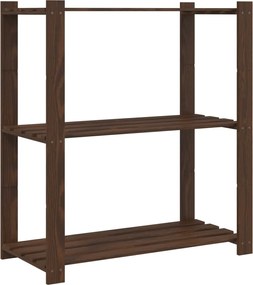 vidaXL Suport depozitare 3 niveluri, maro, 80x38x90 cm, lemn masiv pin