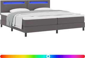 vidaXL Pat cu arcuri cu saltea Gri 200 x 200 cm Piele artificială