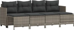vidaXL Set canapea de grădină cu perne, 5 piese, gri, poliratan