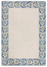 Covor albastru-fildeș țesut manual din amestesc de lână 160x230 cm Myla Floral Frame – Flair Rugs