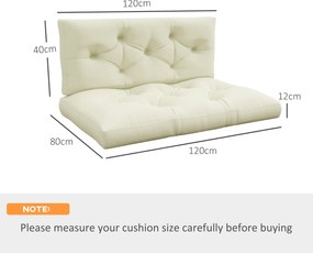 Outsunny Set 2 Perne de Grădină pentru Ședere și Spate cu Umplutură Groasă, Perne de Exterior din Poliester pentru Canapele și Paleți, Crem | Aosom Romania