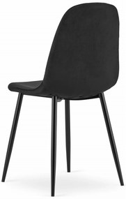 Scaun de masa din catifea Culoare negru cu picioare negre, COMO