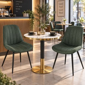 Masă bistro de sufragerie, marmură albă/negru/auriu, diametru 80 cm, OREN