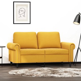 349153 vidaXL Canapea cu 2 locuri, galben, 120 cm, catifea