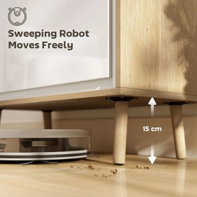 HOMCOM Dulap Modern cu 2 Uși și Raft Reglabil 72x35x77cm Alb și Stejar | Aosom Romania