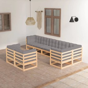 Set mobilier de gradina cu perne, 8 piese, lemn masiv de pin Maro, 1, Da