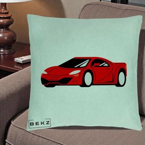 Perna Personalizata Masina Sport Rosie Grafic, 40x40 cm, Verde Menta, Husa Detasabila, Perna Inclusa, BEKZ®
