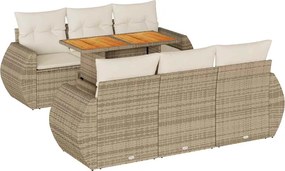 vidaXL Set canapele de grădină, 7 piese, cu perne, bej, poliratan