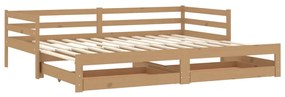 3083697 vidaXL Pat extensibil de zi, 2x(90x200)cm, maro miere, lemn masiv pin