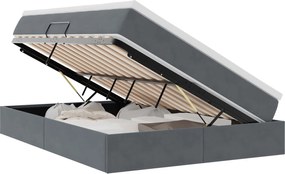 vidaXL Pat cu saltea și spațiu de depozitare Gri închis 140 x 190 cm