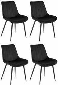 Set 4 Scaune Bucatarie/Dining Kliss Negre Catifea