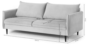 Canapea mov lavandă cu tapițerie din catifea 203 cm Juli – Ropez