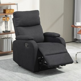 HOMCOM Fotoliu Recliner din In cu Suport Reglabil pentru Picioare, 69x91,5x103 cm, Negru | Aosom Romania