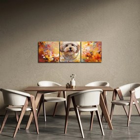 Tablou - Câine fericit (cu ceas) (90x30 cm)