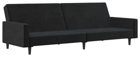 337316 vidaXL Canapea extensibilă cu 2 locuri, negru, catifea