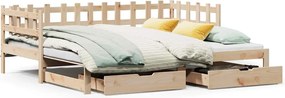 vidaXL Pat de zi cu extensie și sertare fără saltea, 90x200 cm