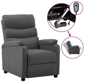 Fotoliu rabatabil electric, gri, piele ecologică