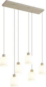 Lampă suspendată scandinavă bej cu sticlă albă cu 6 lumini - Wisp