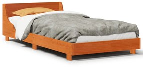 850739 vidaXL Cadru de pat cu tăblie, maro ceruit, 90x200 cm, lemn masiv pin
