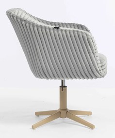 HR832CROSS Scaun Gri Teddy Cord cu Bază Crem