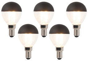 Set de 5 becuri LED cu filament E14 reglabile P45 negru 300lm 2700K