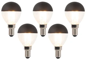 Set de 5 becuri LED cu filament E14 reglabile P45 negru 300lm 2700K