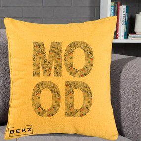 Perna Decorativa MOOD Money Grafic Urban, 40x40 cm, Galben, Husa Detasabila, Perna Inclusa, BEKZ®