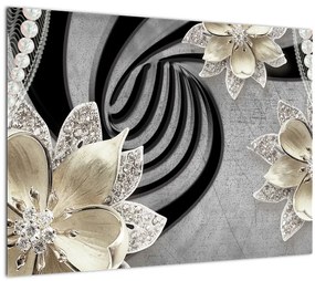 Tablou - 3D Flori aurii (70x50 cm)