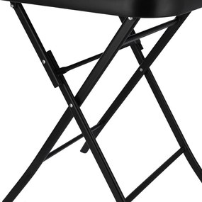 Măsuță pliabilă pătrată Jumi, 60x60 cm, negru, oțel și sticlă