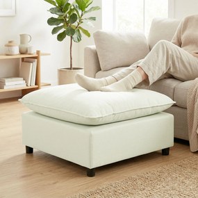 HOMCOM Taburet pentru picioare Ottoman din stofă modernă cu picioare din plastic pentru living și dormitor, 75 cm, crem | Aosom Romania