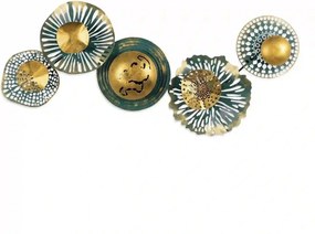 Decoratiune perete SENSUALE, verde/auriu, metal, 100x50 cm