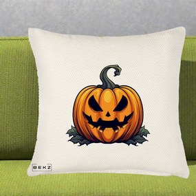 Perna Decorativa Halloween Jack-o'-Lantern Infricosator, 40x40 cm, Crem Reliefat, Husa Detasabila, Perna Inclusa, BEKZ®