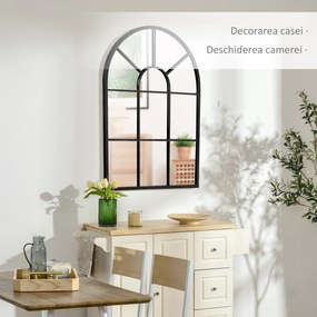 HOMCOM Oglindă Arcuită Modernă pentru Perete, 91x60 cm, Design Fereastră, Ideală pentru Living | Aosom Romania