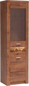 Vitrina INFINITY I-04, frasin deschis, PAL melaminat/sticla, 56x42x192