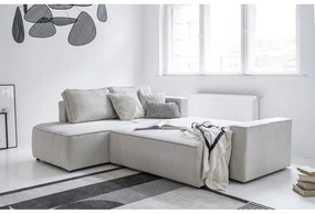 Colțar alb extensibil cu tapițerie din catifea reiată (cu colț pe partea stângă ) Brave Dave – Miuform