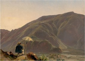 Tablou pe sticlă - Jules Coignet, View of Bozen with a Painter, reproducere (70x50 cm)