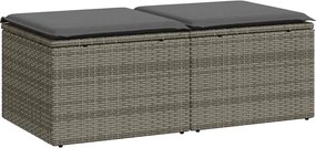 vidaXL Set mobilier grădină cu perne 2 piese gri poliratan/lemn acacia