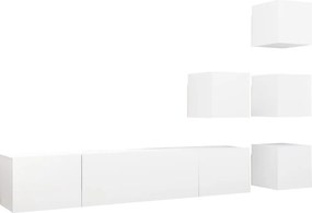 vidaXL Set dulapuri TV, 6 piese, alb, lemn prelucrat