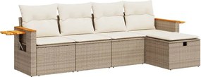 vidaXL Set canapele de grădină cu perne, 5 piese, bej, poliratan