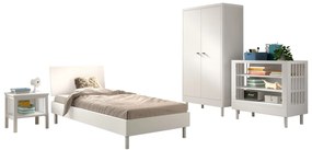 Set Complet Mobilier Camera Bebelusi Forrest Beech, Pat 90x200 cm, Dulap cu 2 Uși, Noptieră și Masă de înfășat, din Lemn de Fag Lăcuit Alb – Vipack