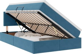 vidaXL Pat cu storage cu saltea albastru 120 x 190 cm Catifea