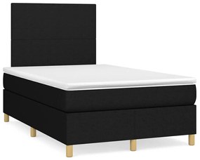 vidaXL Pat cu arcuri, saltea și LED, negru, 120x190 cm, textil