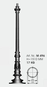 Stalp iluminat exterior din fier forjat, inaltime 217cm, AL 6783