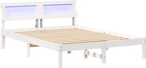 vidaXL Cadru de pat cu headboard Alb 120 x 190 cm Lemn de pin masiv