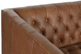 Canapea premium, 3 locuri, maro, din piele naturala, Alton