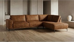 Colțar maro coniac cu tapițerie din imitație de piele (colț pe partea dreaptă) Copenhagen – Scandic