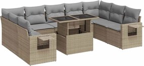 vidaXL Set canapele de grădină cu perne, 10 piese, bej, poliratan